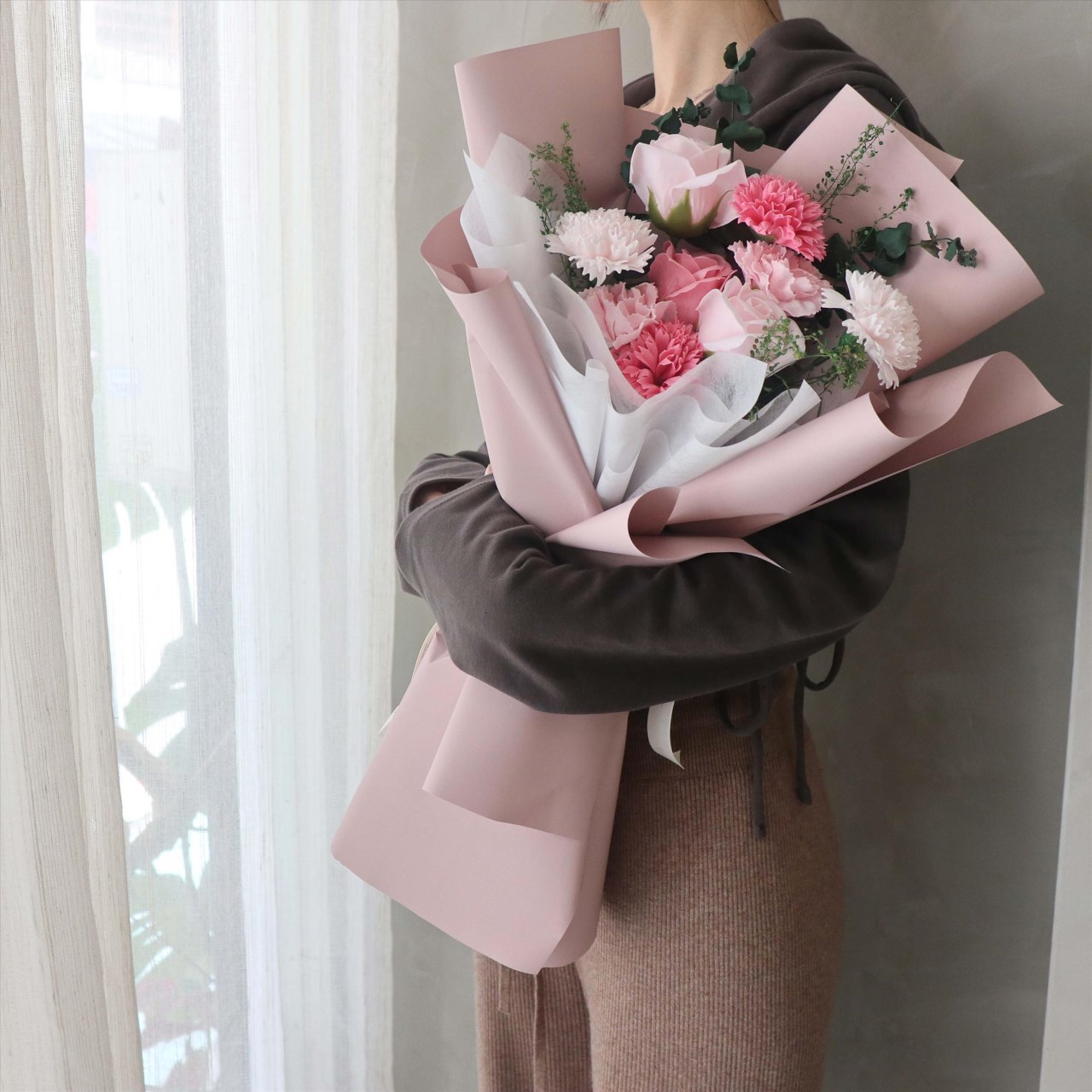 藕粉香皂花束 M