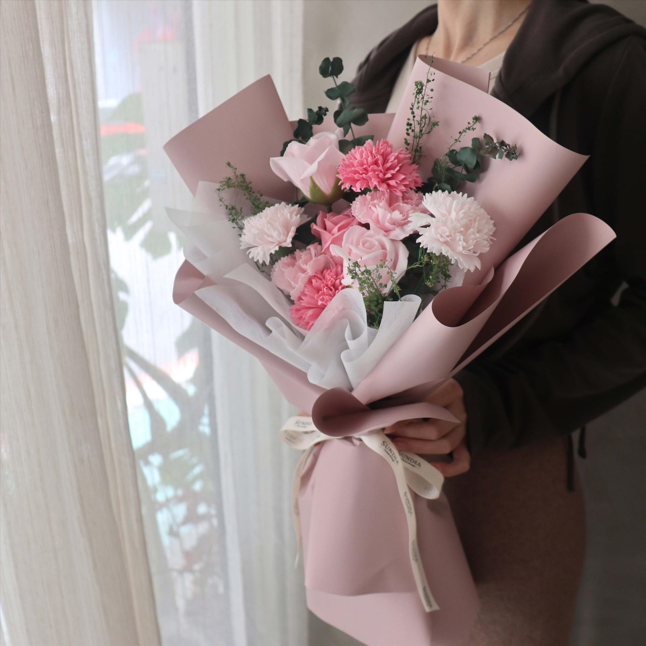 藕粉香皂花束 M
