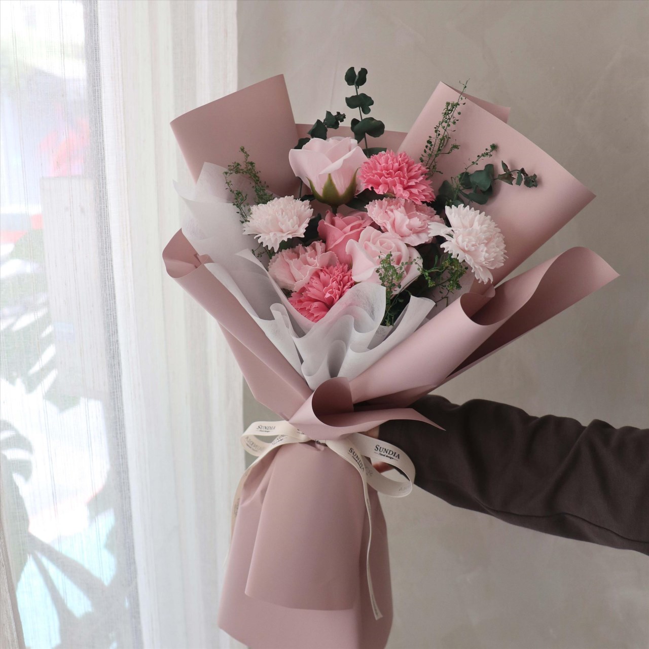 藕粉香皂花束 M