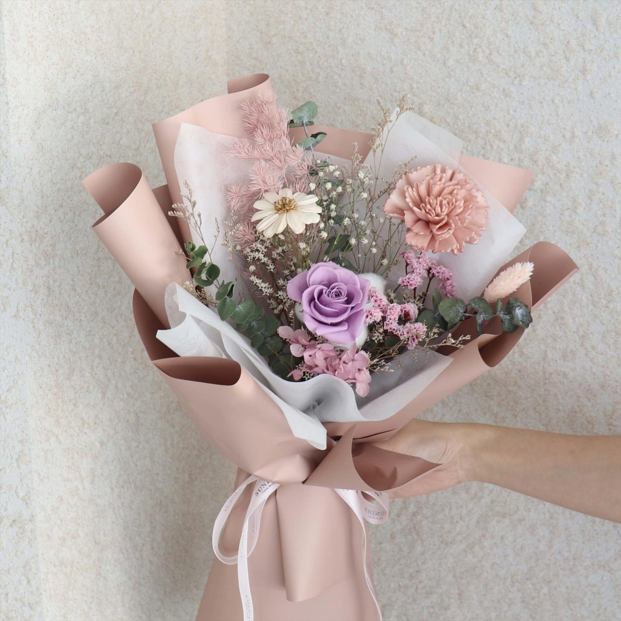 香芋奶茶永生花束