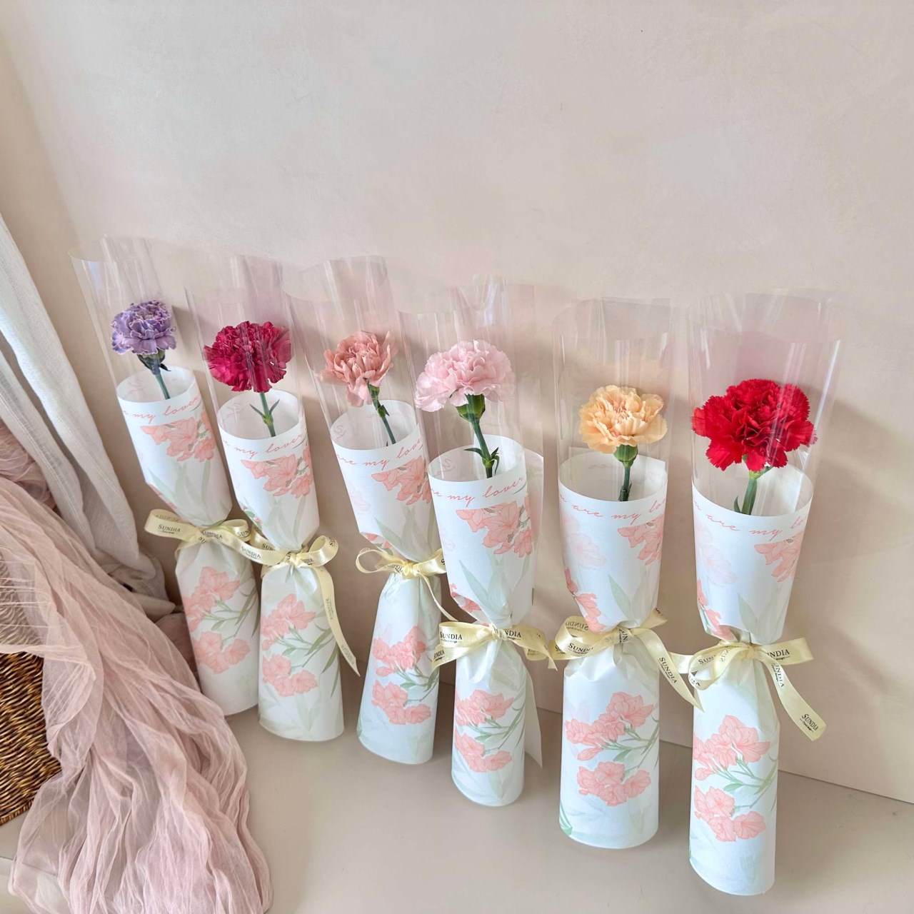 康乃馨單朵鮮花束(心願花卉款) 