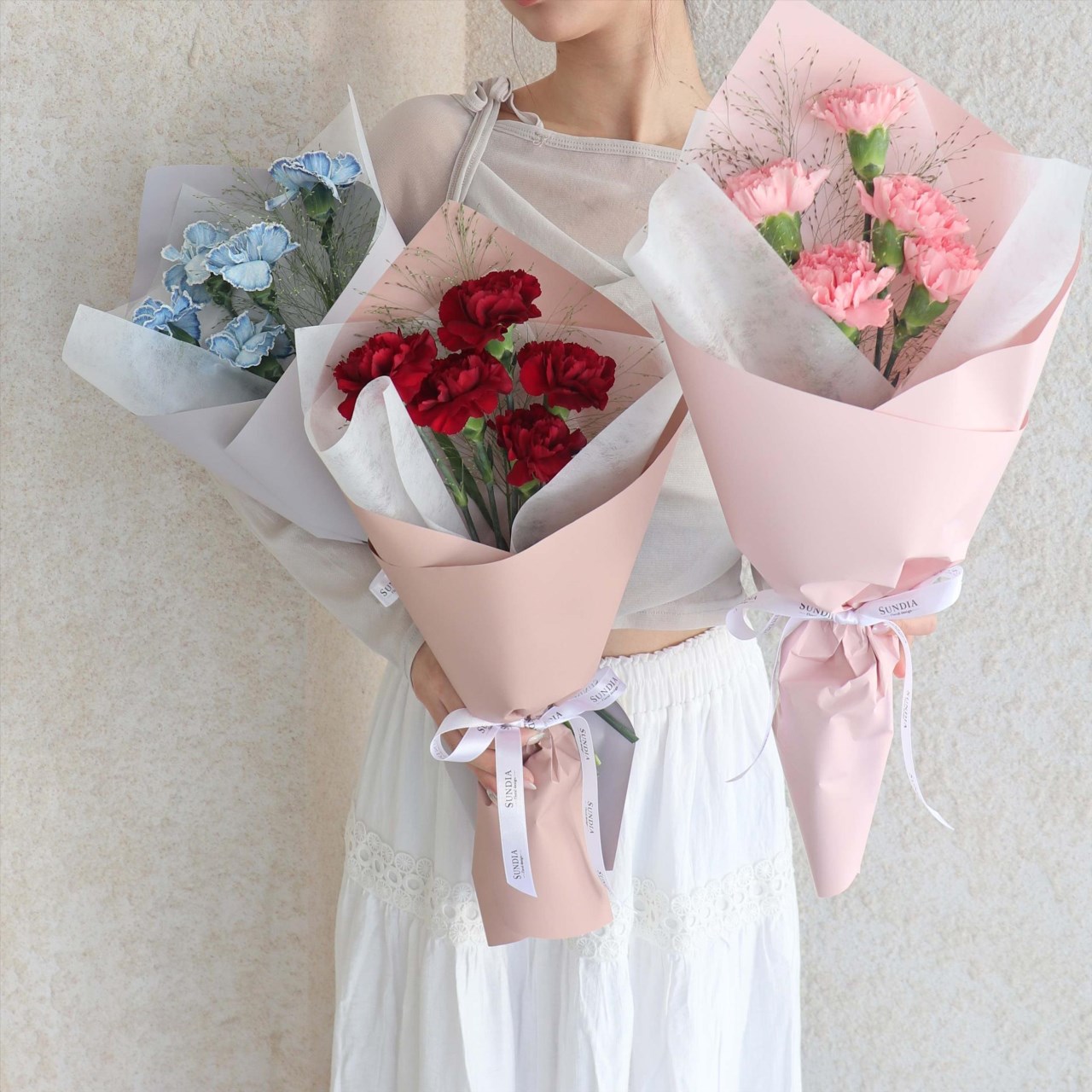 五朵康乃馨母親節鮮花花束(多色可選!)