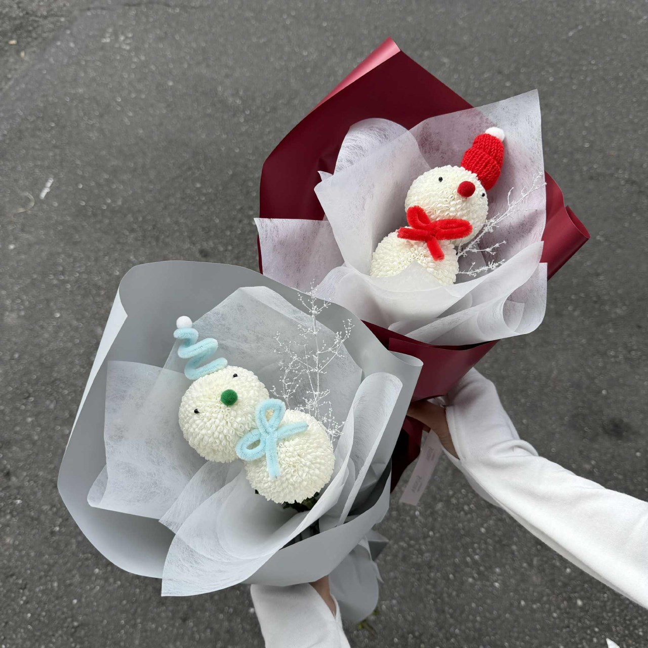 聖誕小雪人乒乓新鮮花束 