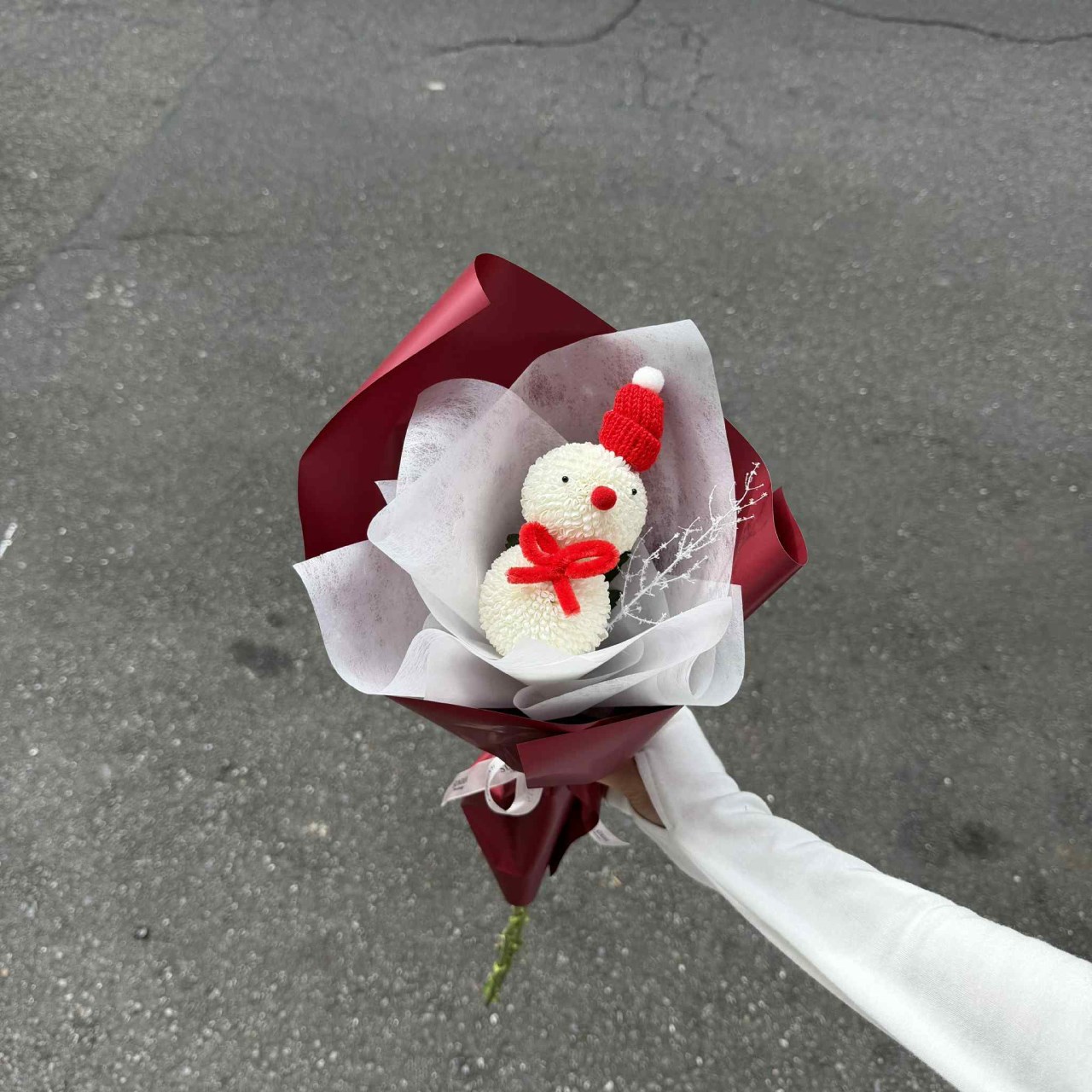 聖誕小雪人乒乓新鮮花束 