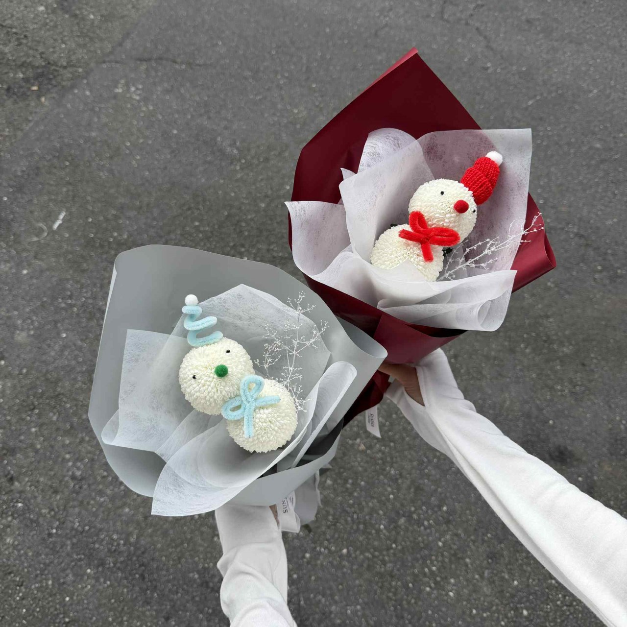 聖誕小雪人乒乓新鮮花束 