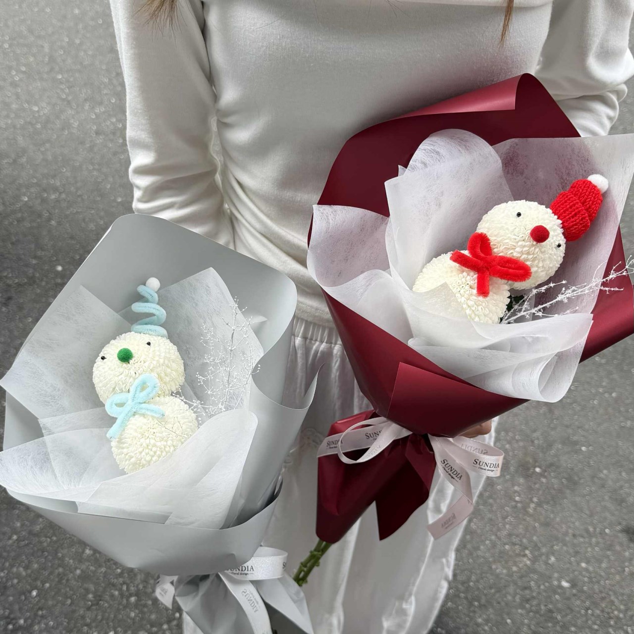 聖誕小雪人乒乓新鮮花束 