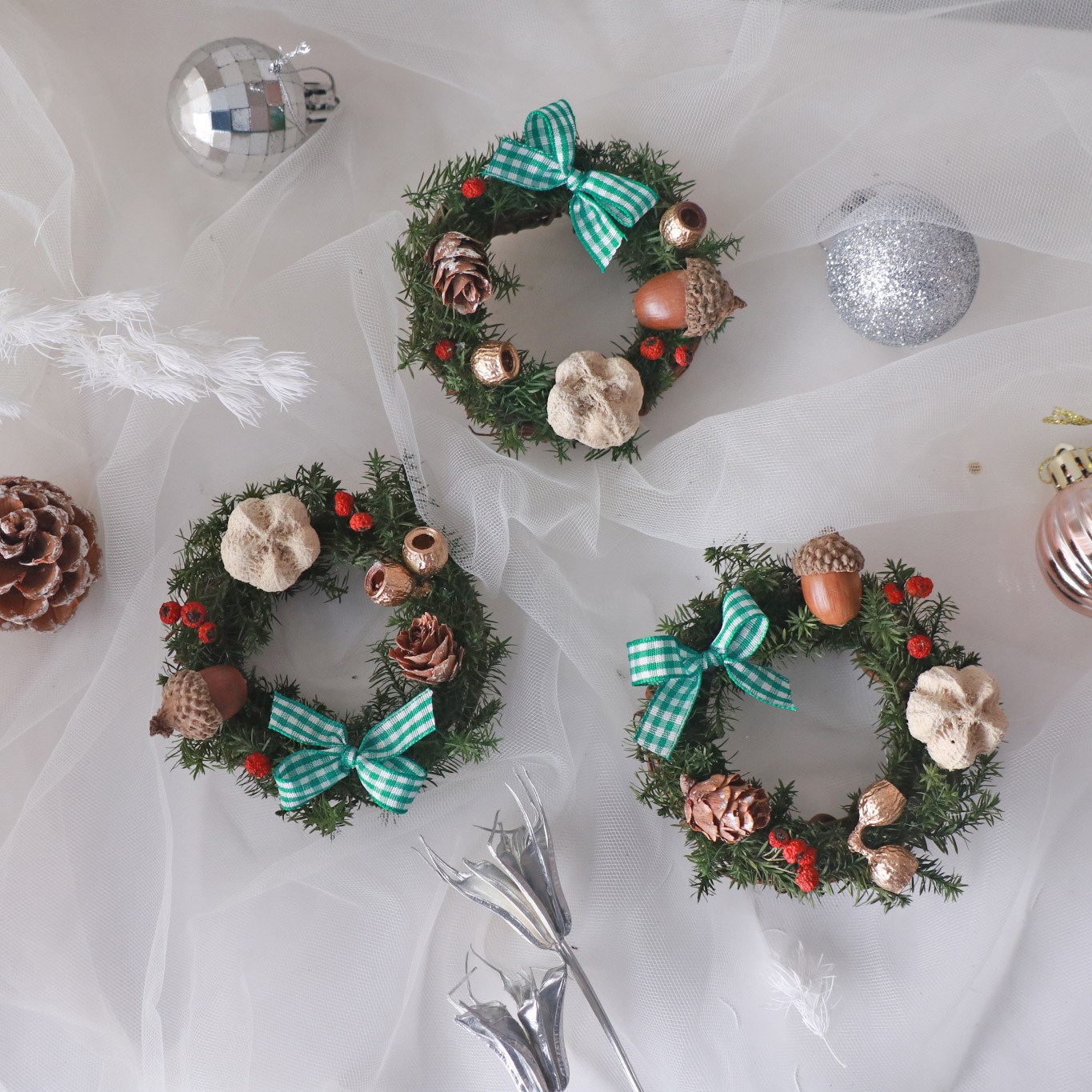 太可愛♡ 聖誕永生迷你小花圈