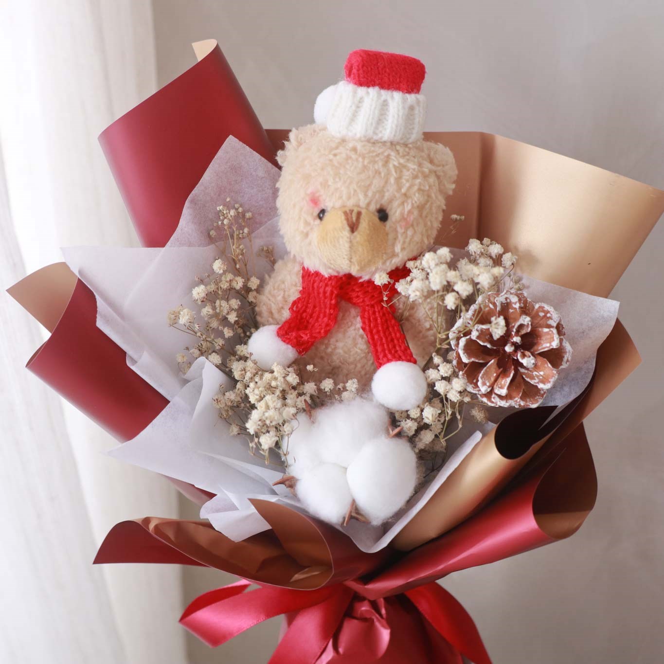 紅金款 聖誕小熊花束