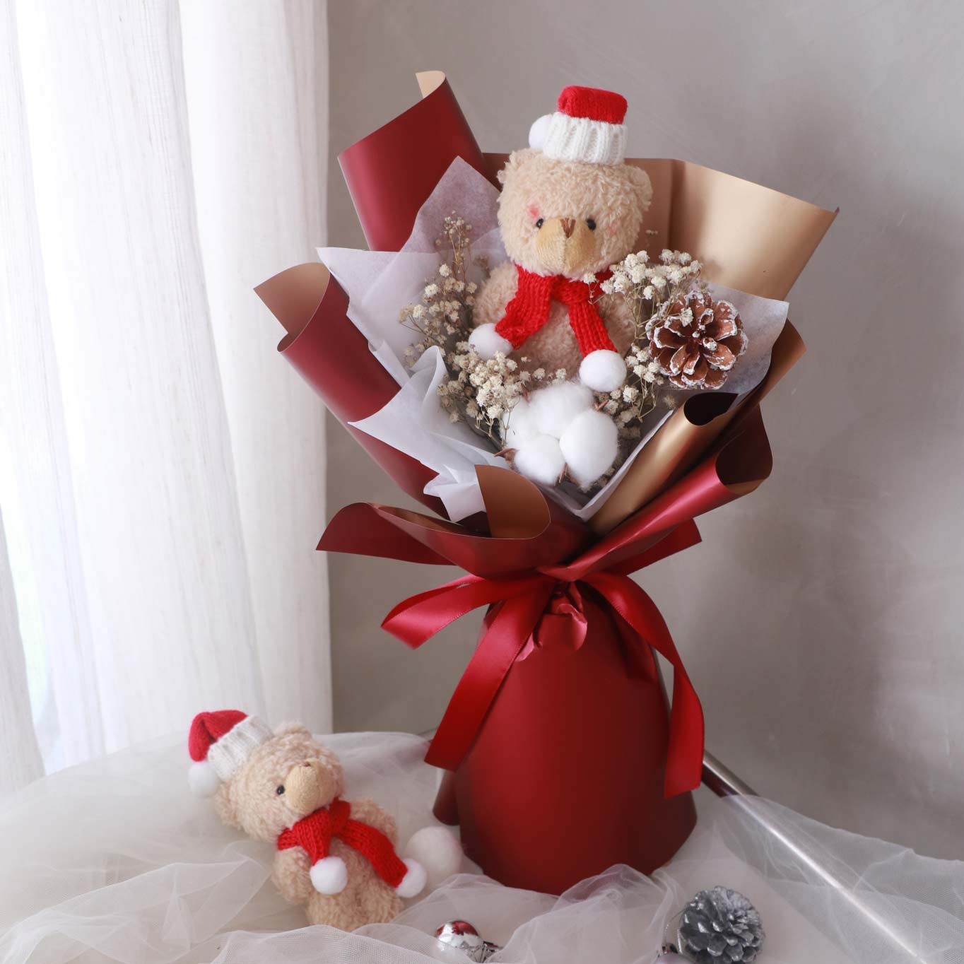 紅金款 聖誕小熊花束