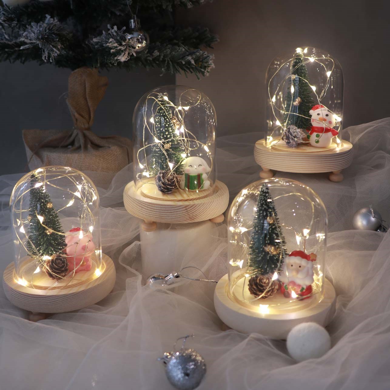 迷你聖誕樹小玻璃罩