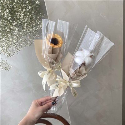單支向日葵/棉花乾燥花束