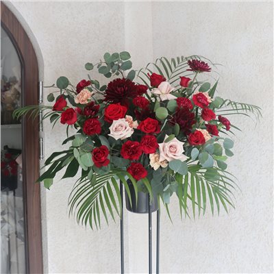 紅色系高架花籃