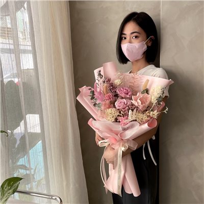 柔霧櫻花粉永生花束