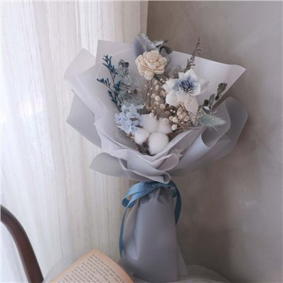 迷霧藍乾燥花束 